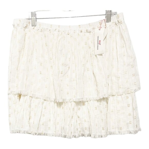 NWT Vineyard Vines Large Lurex Dobby Flounce Skirt - Picture 2 of 7
